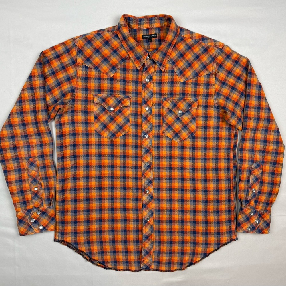 Engineered Garments New York Mens Flannel Western Shirt Sz Large Made In USA C4